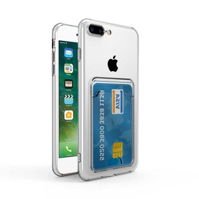 Apple iPhone 7 Plus uyumlu Kılıf Tek Kart Bölmeli Şeffaf Setra Kapak T23768