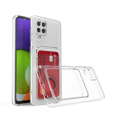 Samsung Galaxy M32 uyumlu Kılıf Tek Kart Bölmeli Şeffaf Setra Kapak T23785